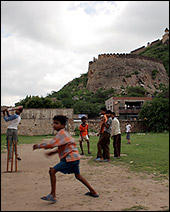 playing cricket outside Jaipur